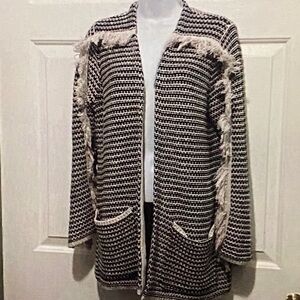 Knox Rose Striped Black and Cream Cardigan